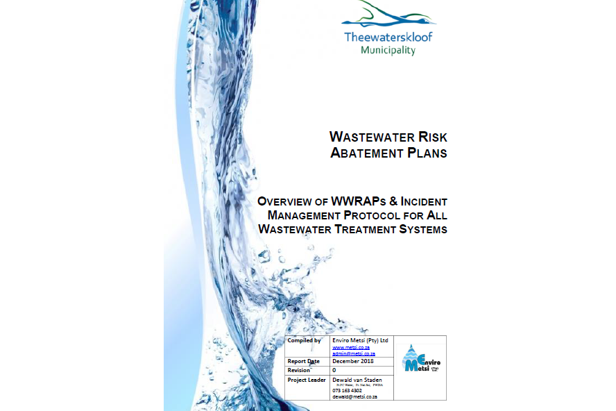 Compiling Wastewater Risk Abatement Plans and Water Safety Plans for Theewaterskloof Municipality.